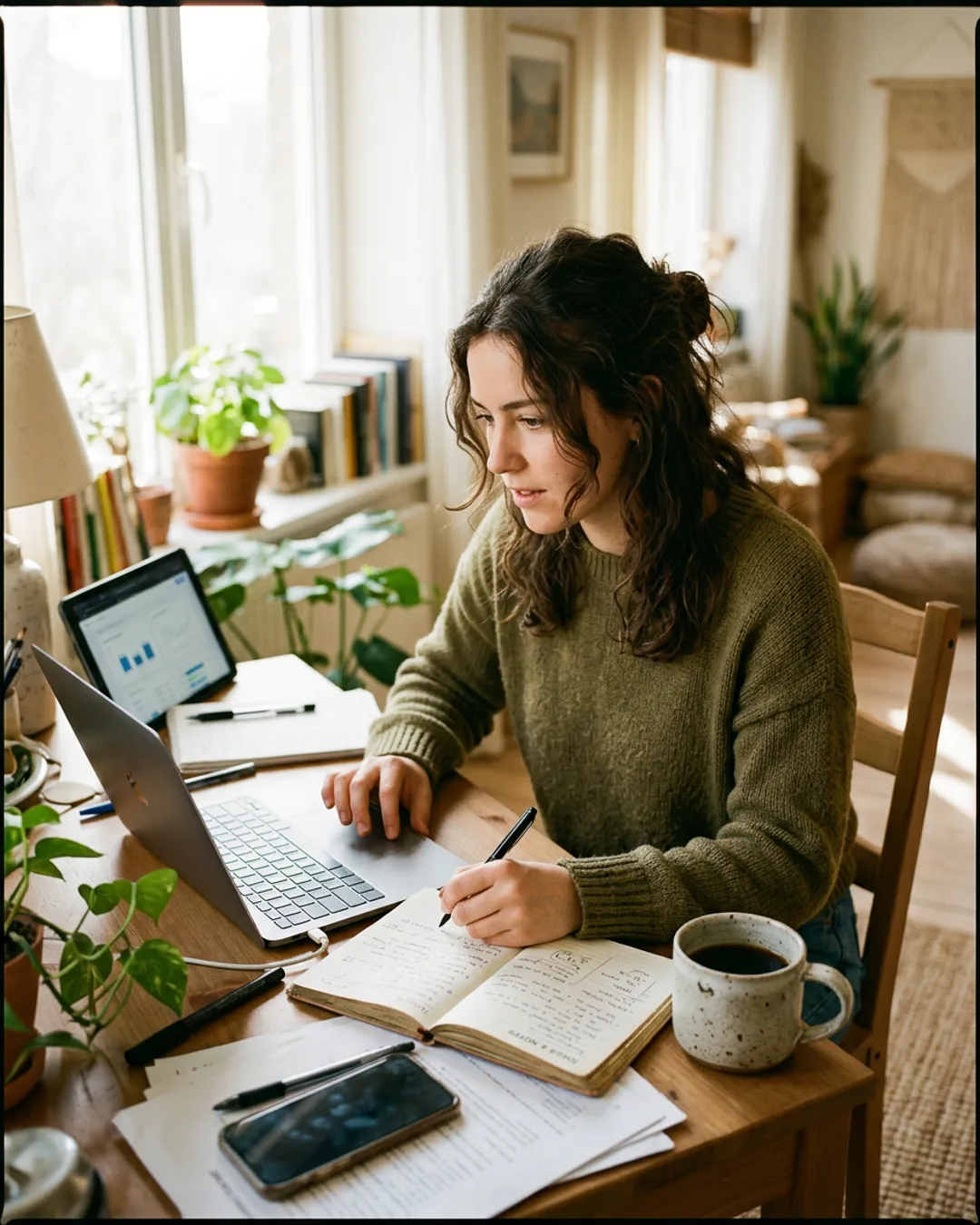 Freelancer working at a desk